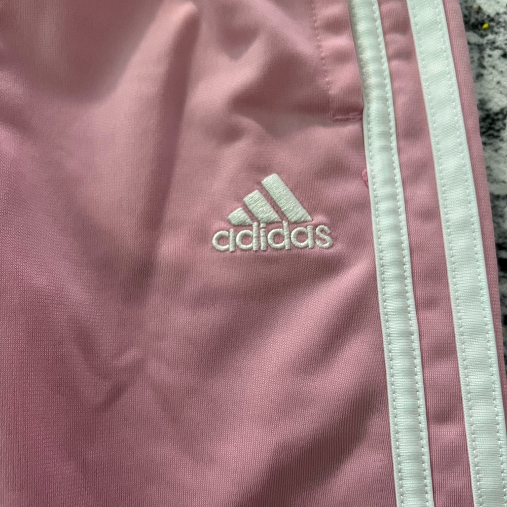 2T Adidas Kids Pink and White Joggers with Elastic Cuffs - Picture 2 of 4